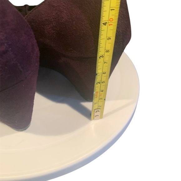 Purple Peep-toe Pumps Wedge Floral Tuff Faux Suede Slip-ons Wedding Guest H3” 8 - Picture 8 of 9